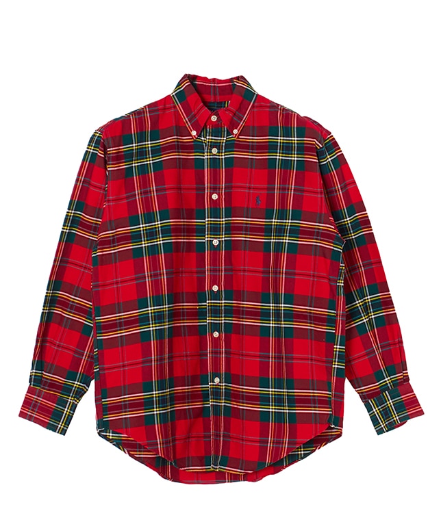 USED/90-00's POLO SPORT WOVEN PLAID OXFORD BUTTON DOWN SHIRT