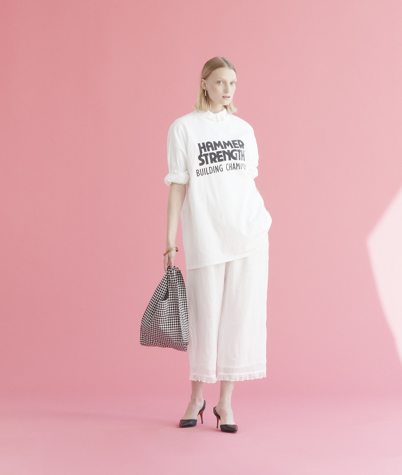 THIRD MAGAZINE×mikomori/コットンシルクギンガムチェックバッグ