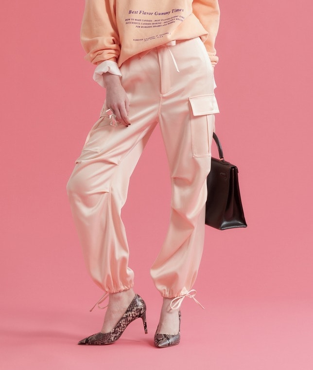 THIRD MAGAZINE×mikomori/サテンカーゴパンツ