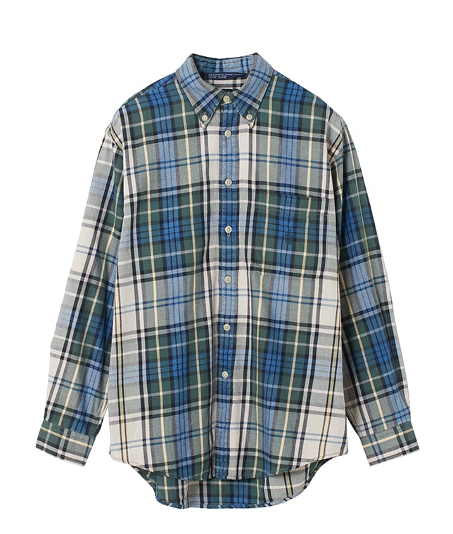 USED/90's NAUTICA COTTON WOVEN PLAID BUTTON DOWN SHIRT