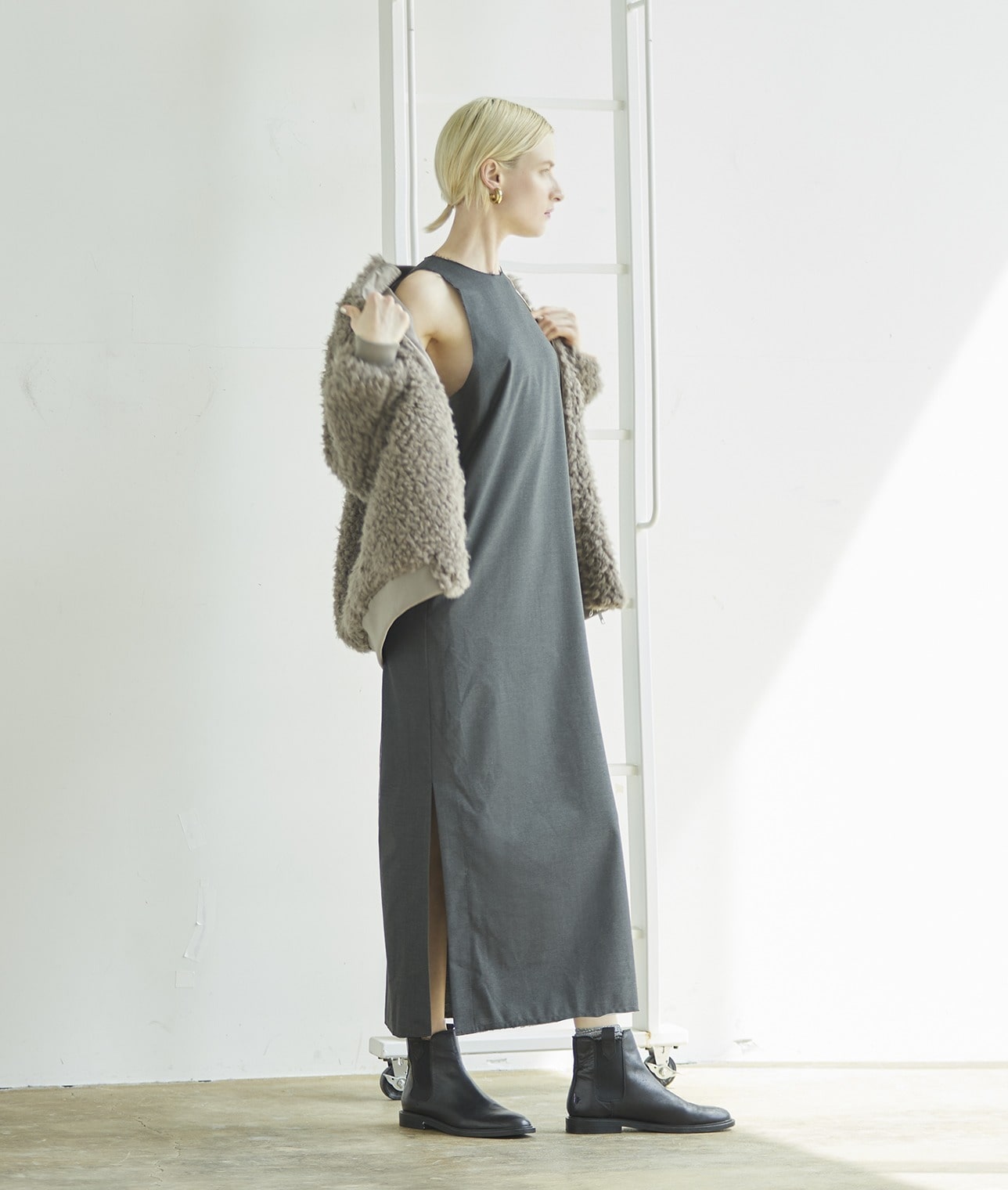 THIRD MAGAZINE×mikomori /アメスリウールリボンワンピース 詳細画像 グレー 7
