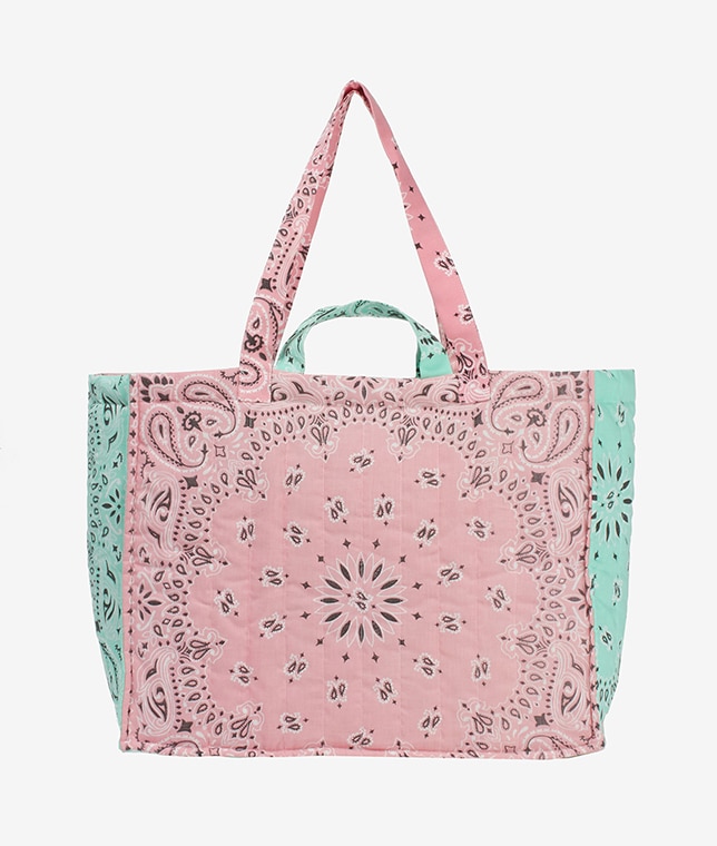 CALL IT BY YOUR NAME/キルトマルチビッグトート[Pale pink×Mint]