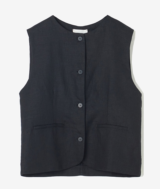 black to grey/リネンベスト