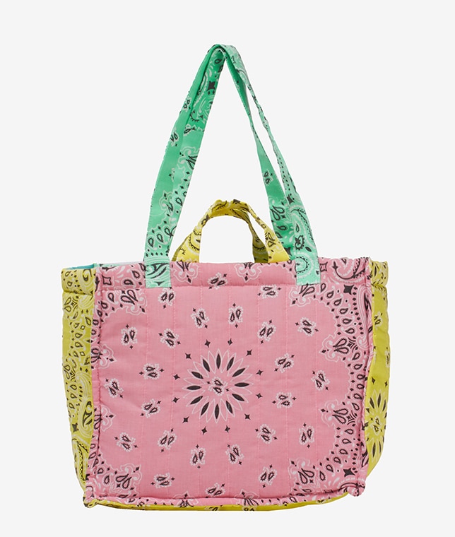 【別注】CALL IT BY YOUR NAME/ミディキルトトートバッグ[PALEPINK×YELLOW×MINT×YELLOW]