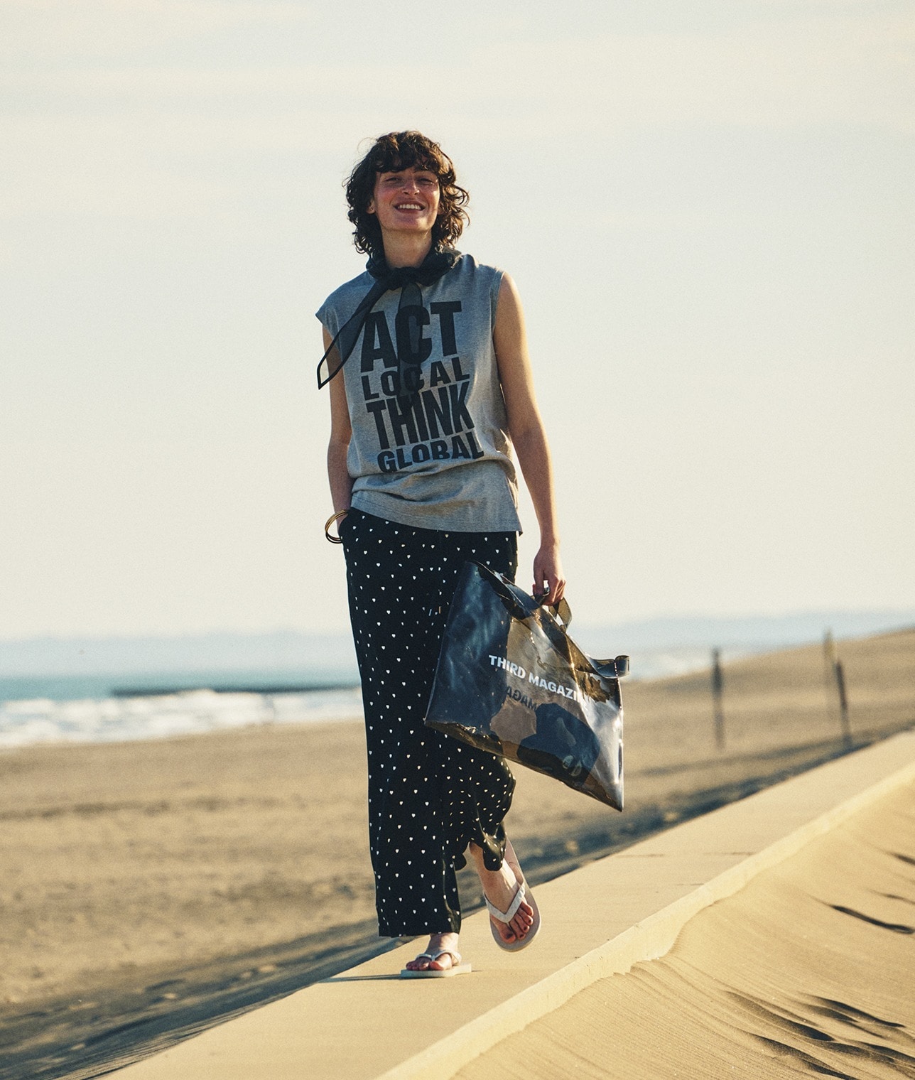 【別注】KATHARINE HAMNETT×THIRD MAGAZINE/ "ACT LOCAL THINK GLOBAL”SLOGANTEE 詳細画像 杢グレー 2