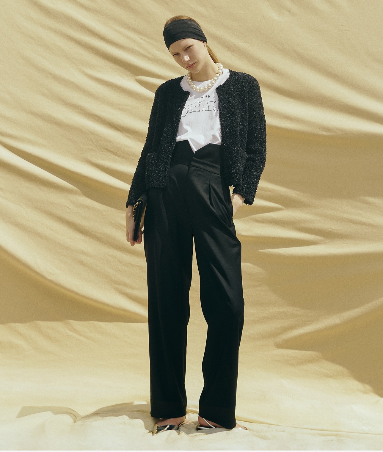 ツィードニットカーディガン 詳細画像 ブラック 1