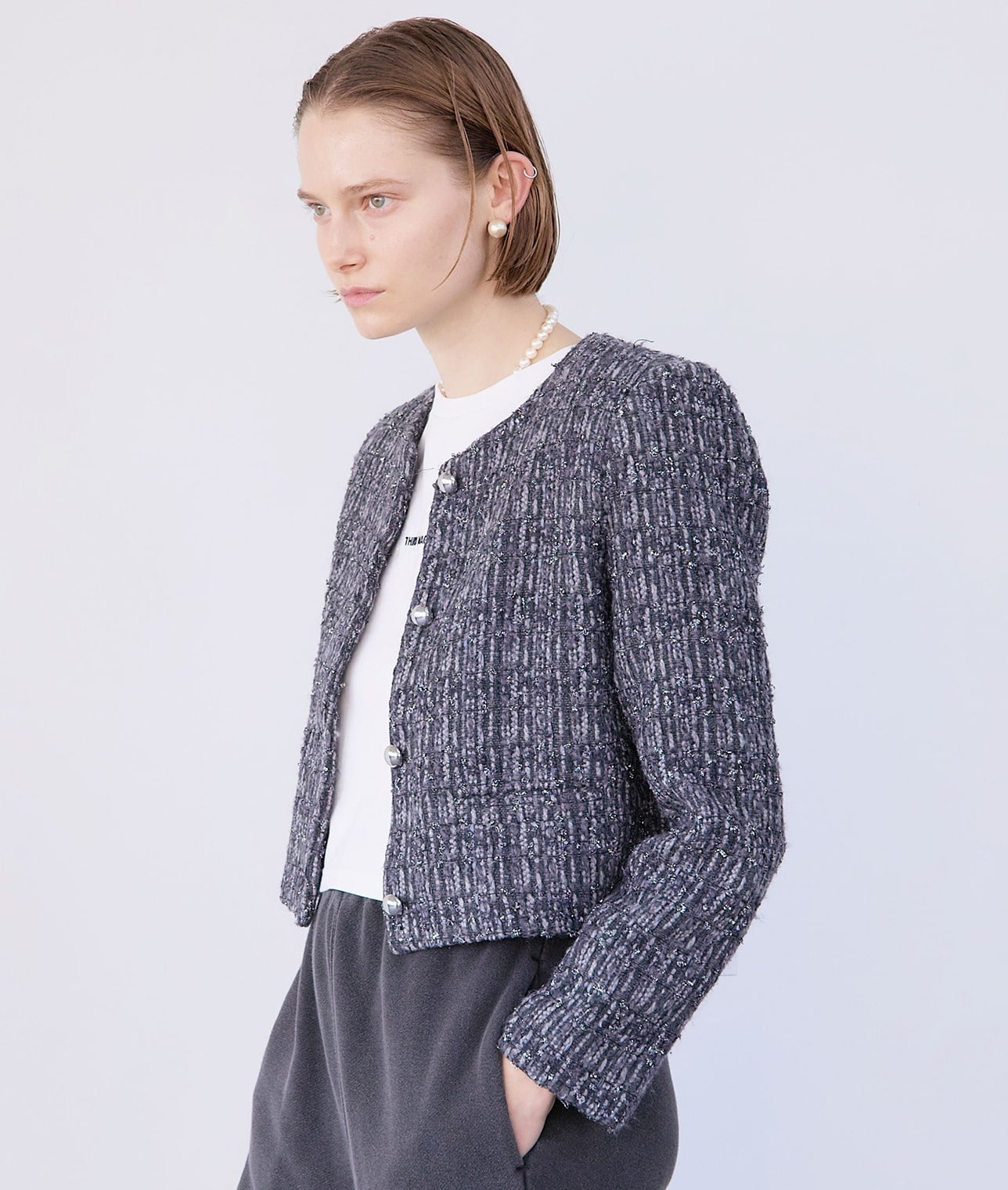 BERENICE/ラメツィードジャケット 詳細画像 GREY 1