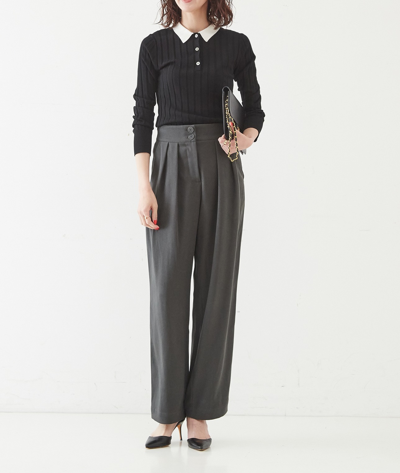 cus/プリーツパンツ 詳細画像 D.GREY 1