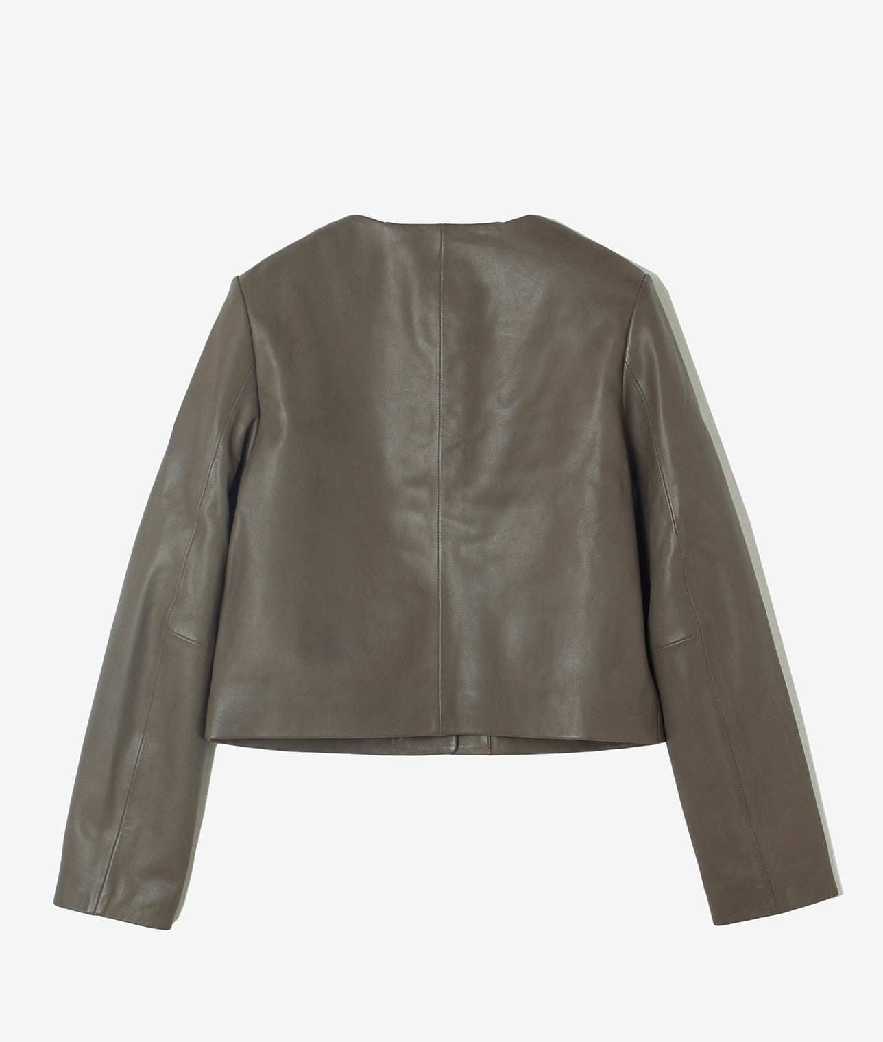 STUDIO AR/シープレザーノーカラージャケット 詳細画像 KHAKI 1