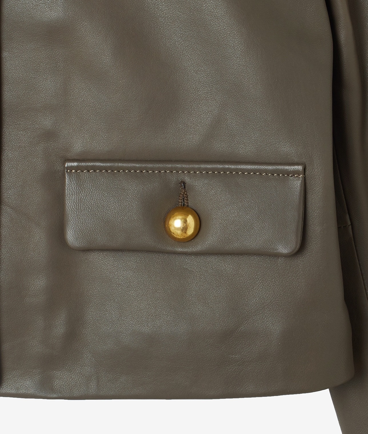 STUDIO AR/シープレザーノーカラージャケット 詳細画像 KHAKI 3