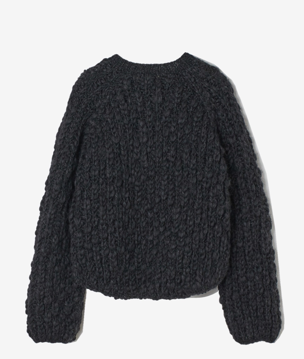 【別注】NEPAL HAND KNIT/スラブハンドニットショートカーディガン 詳細画像 チャコールグレー 4
