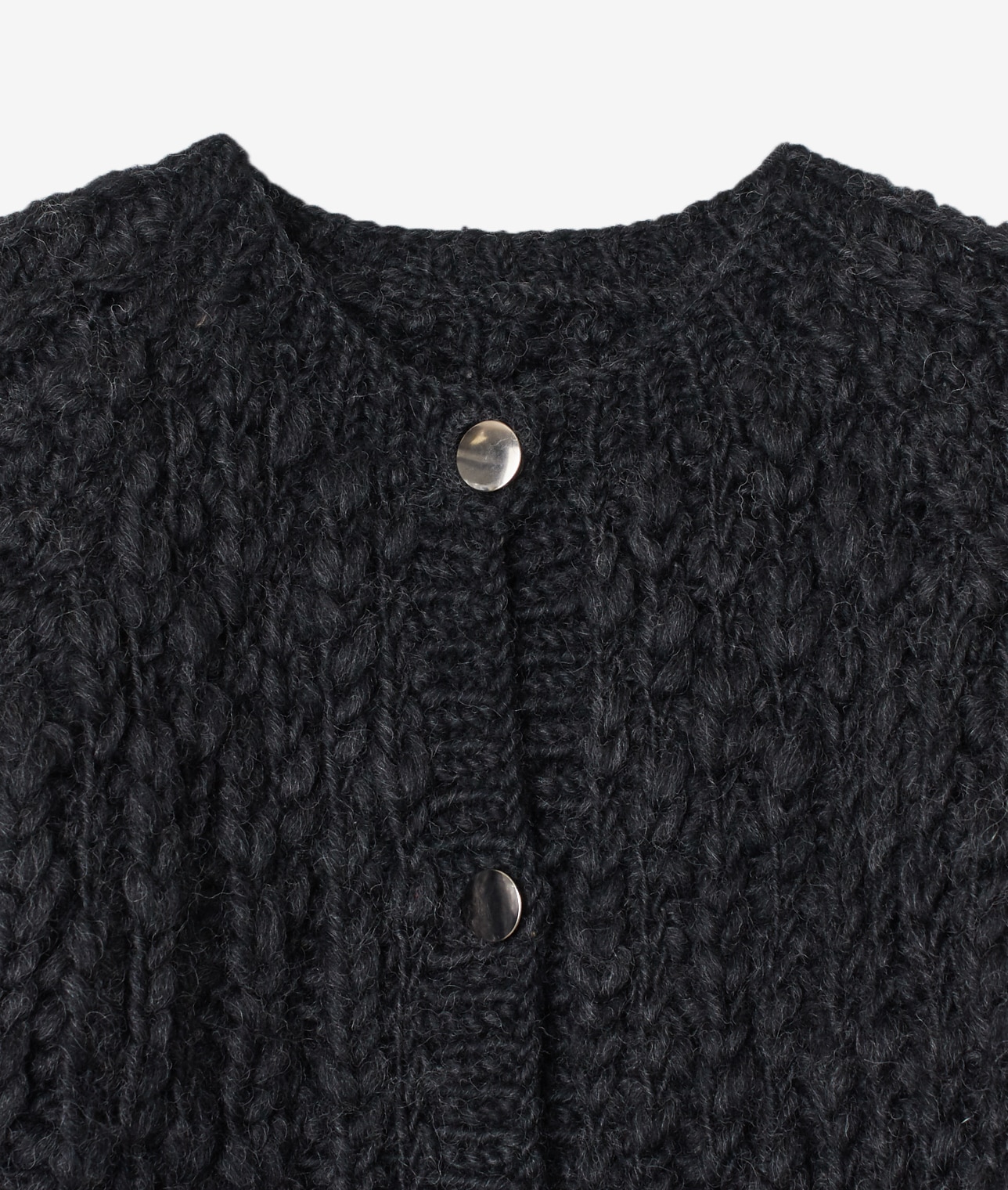 【別注】NEPAL HAND KNIT/スラブハンドニットショートカーディガン 詳細画像 チャコールグレー 5