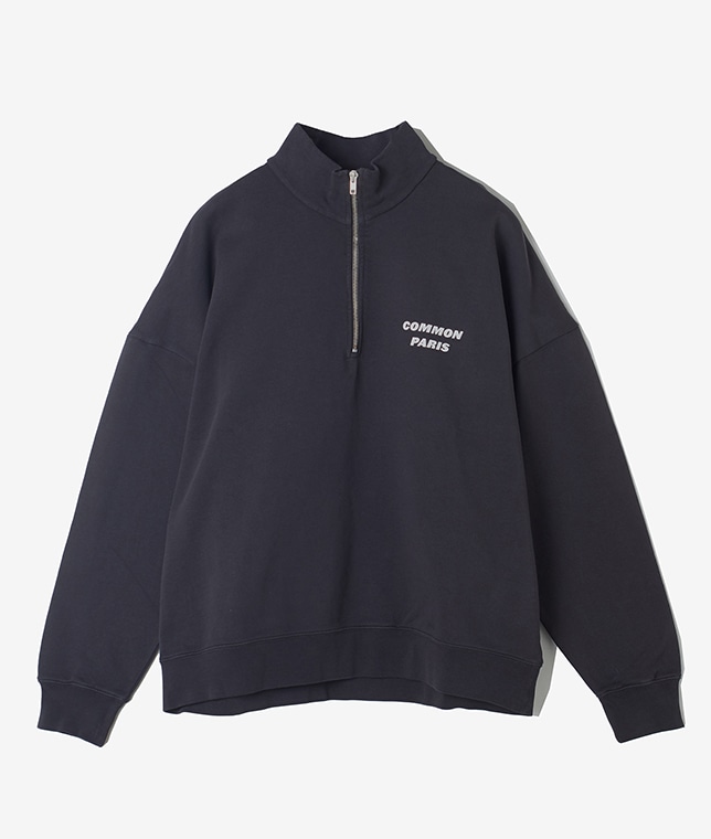 COMMON PARIS/ハーフジップロゴスウェット
