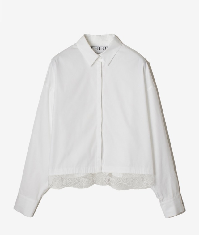 【ホワイト予約】裾レースブラウス