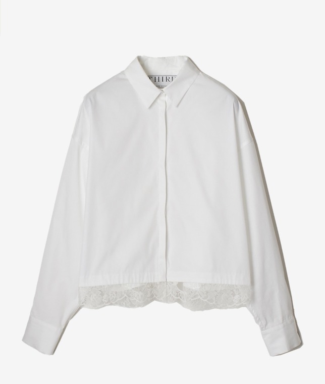 【ホワイト予約】裾レースブラウス