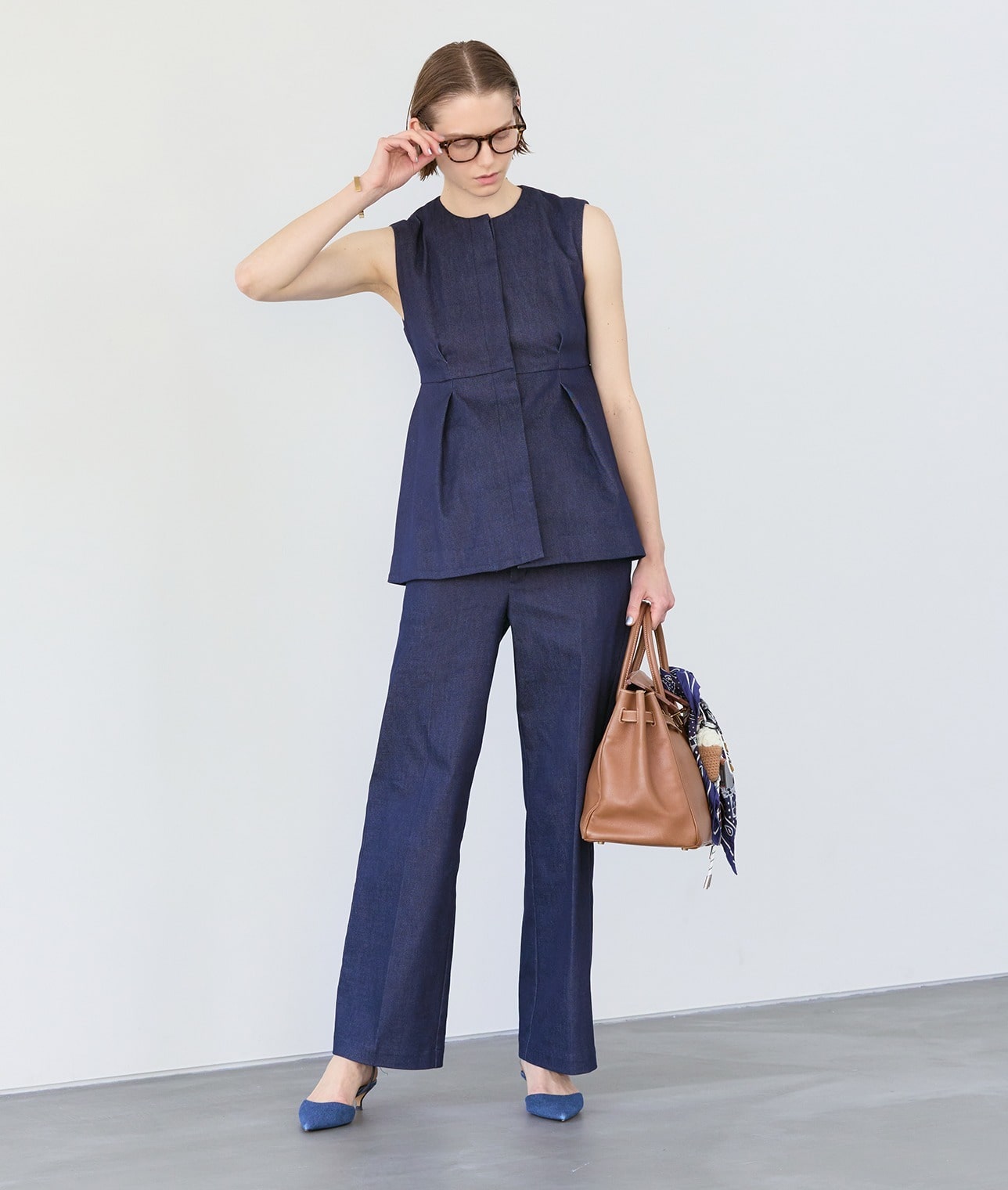 【予約】デニムライクペプラムブラウス 詳細画像 インディゴ 2