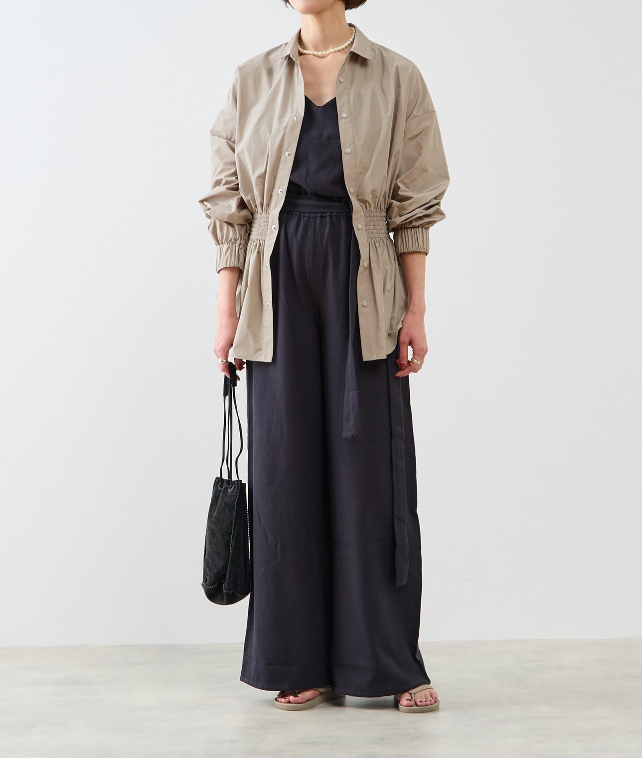 撥水ウエストシャーリングブラウス 詳細画像 ベージュ 2