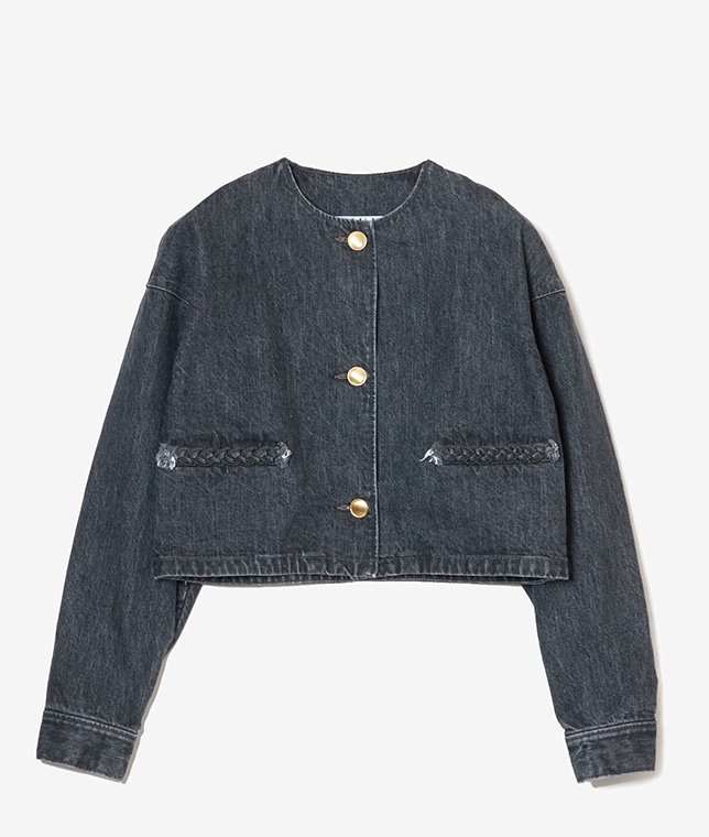 【ブリーチ予約/ブラック伊勢丹先行】ノーカラーデニムジャケット