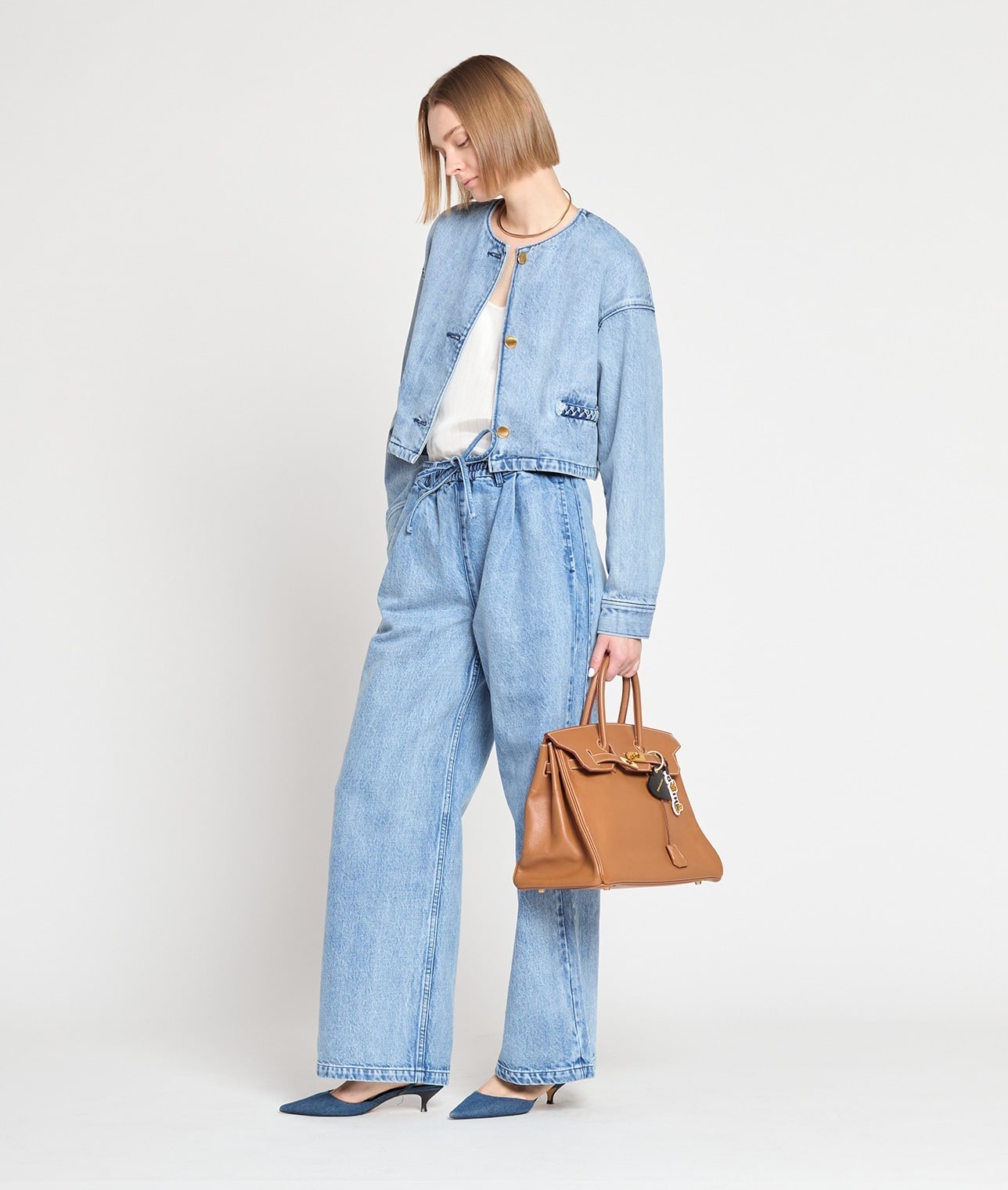 【予約】ノーカラーデニムジャケット 詳細画像 ブリーチ 1