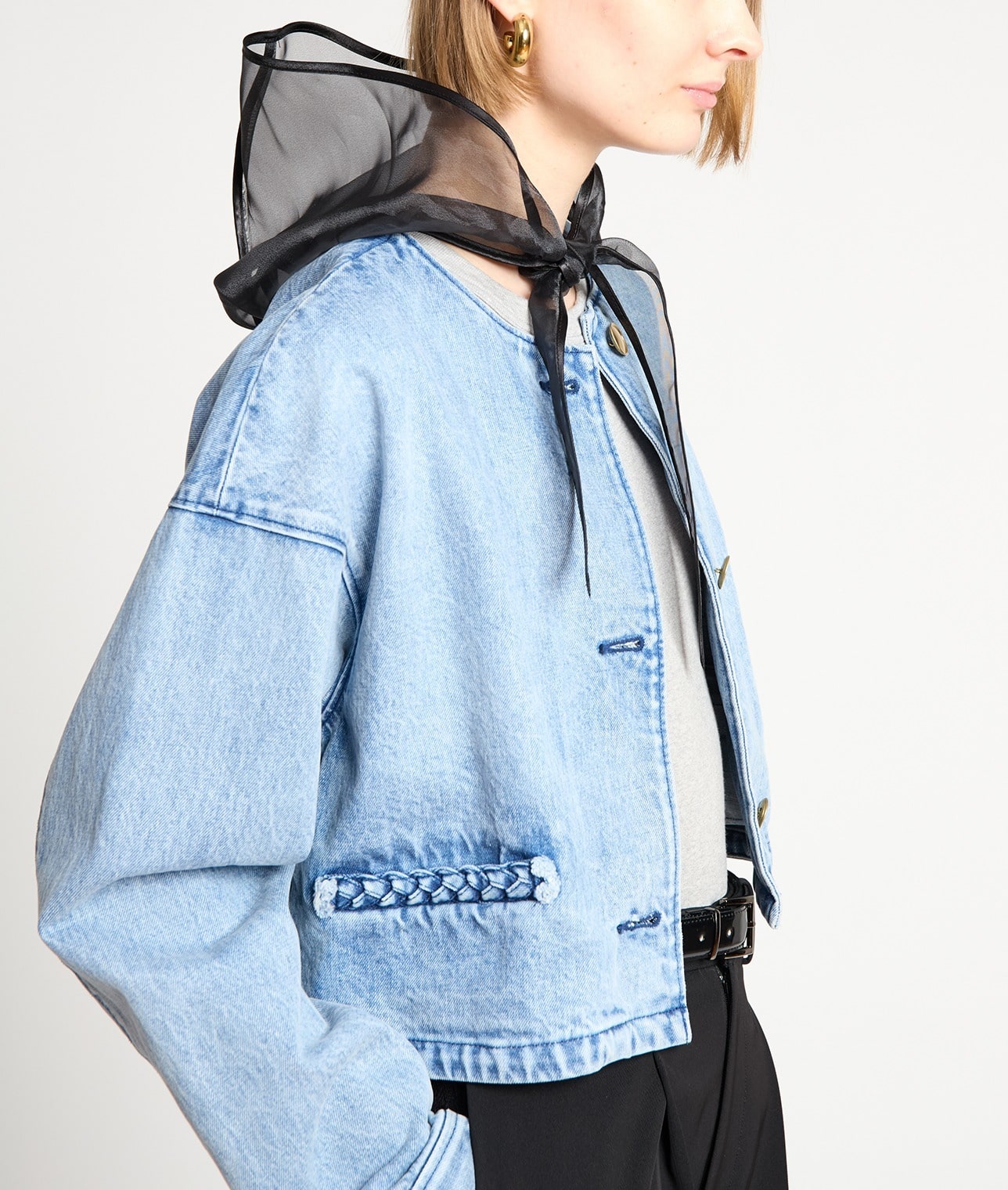 【予約】ノーカラーデニムジャケット 詳細画像 ブリーチ 3