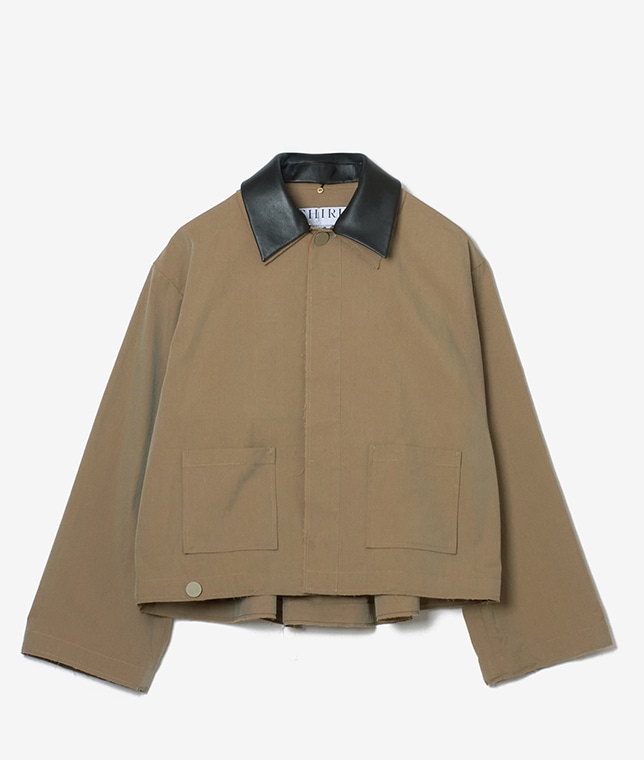 レザーカラーカバーオール