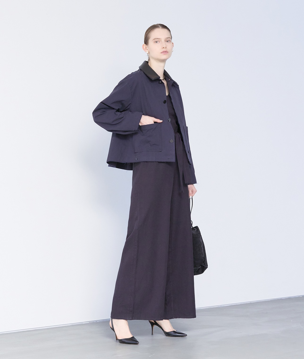 レザーカラーカバーオール 詳細画像 ネイビー 1