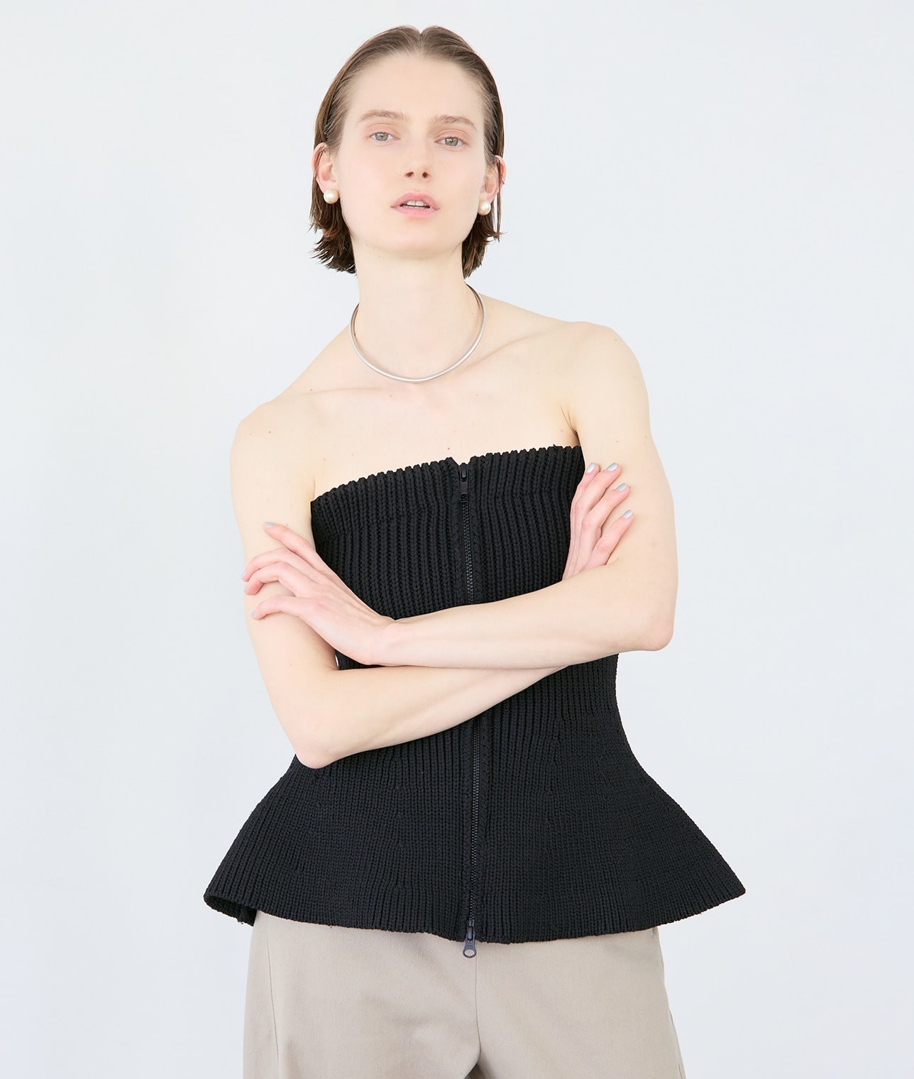 ジップアップビスチェ 詳細画像 ブラック 1