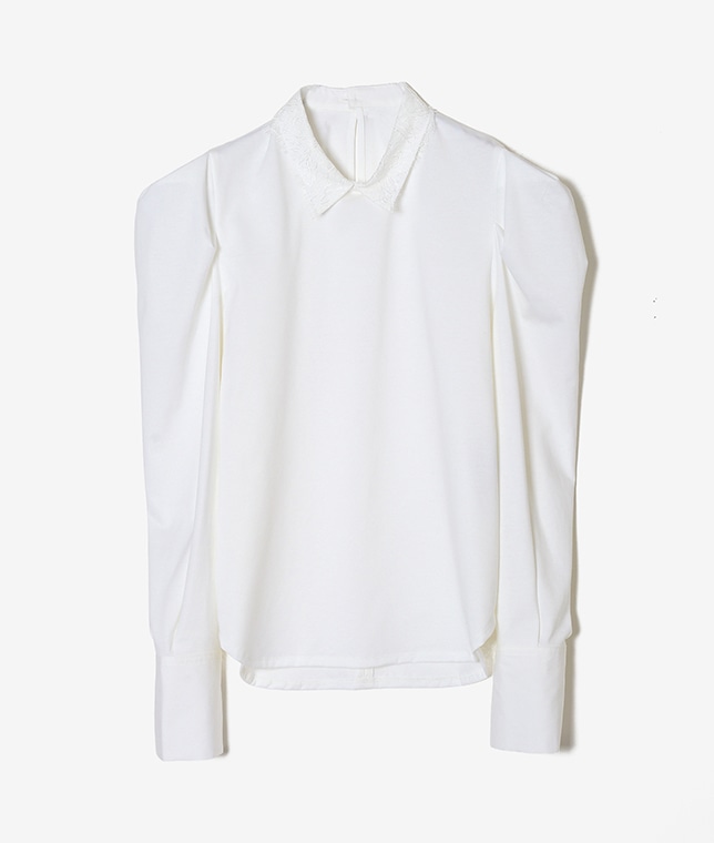 襟レースカットソー