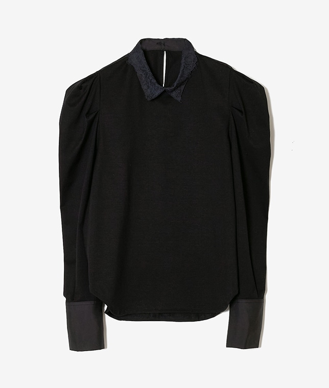 襟レースカットソー