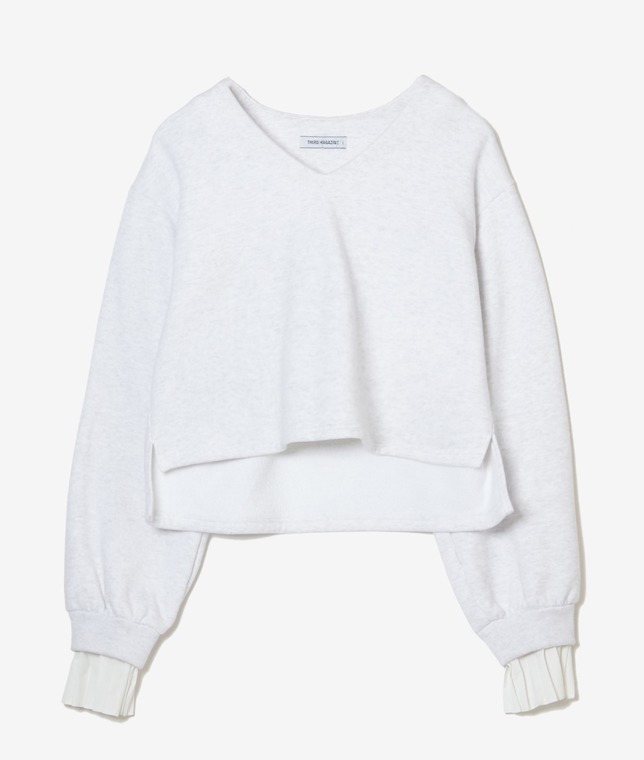 プリーツスリーブVネックスウェット