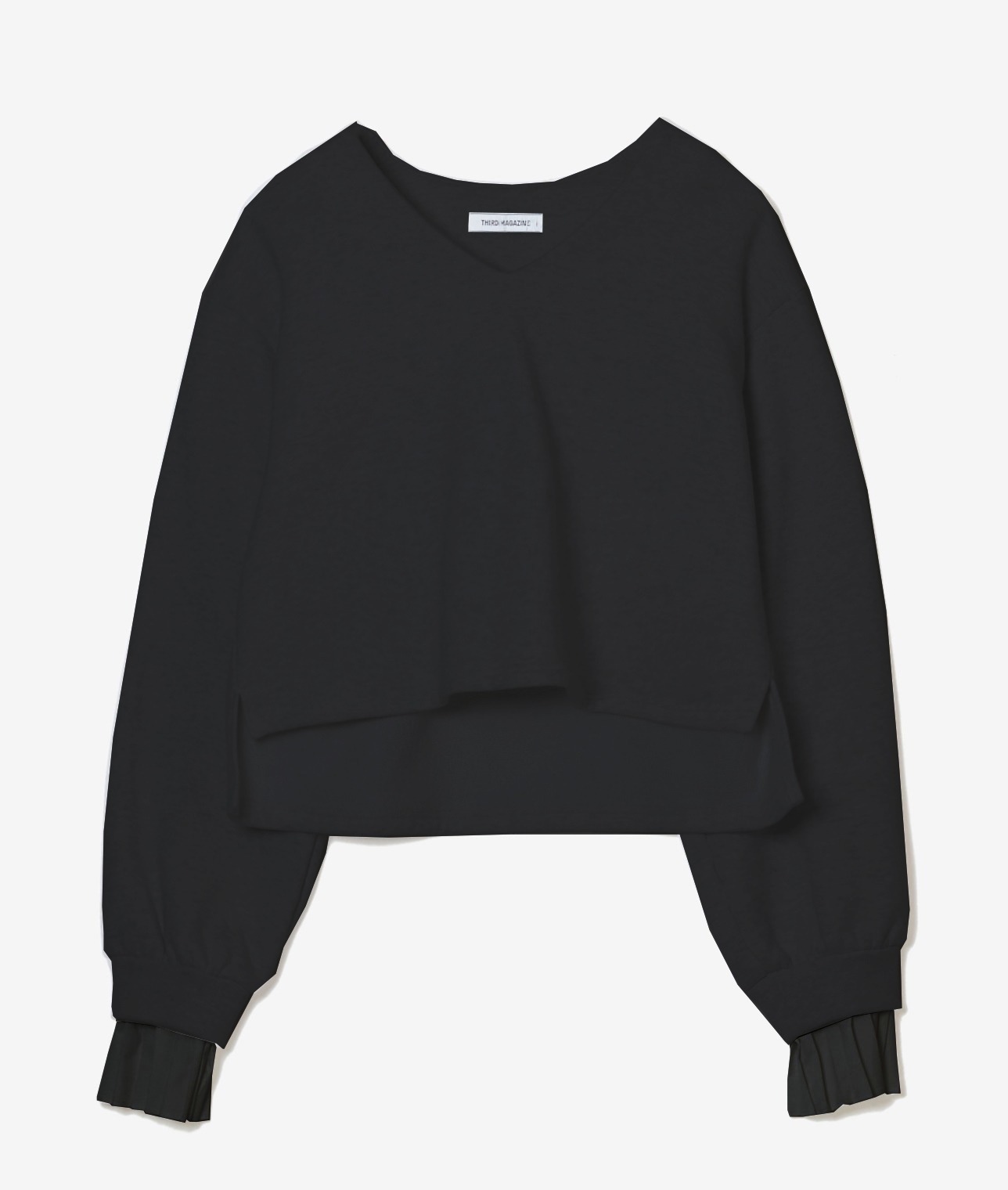 プリーツスリーブVネックスウェット