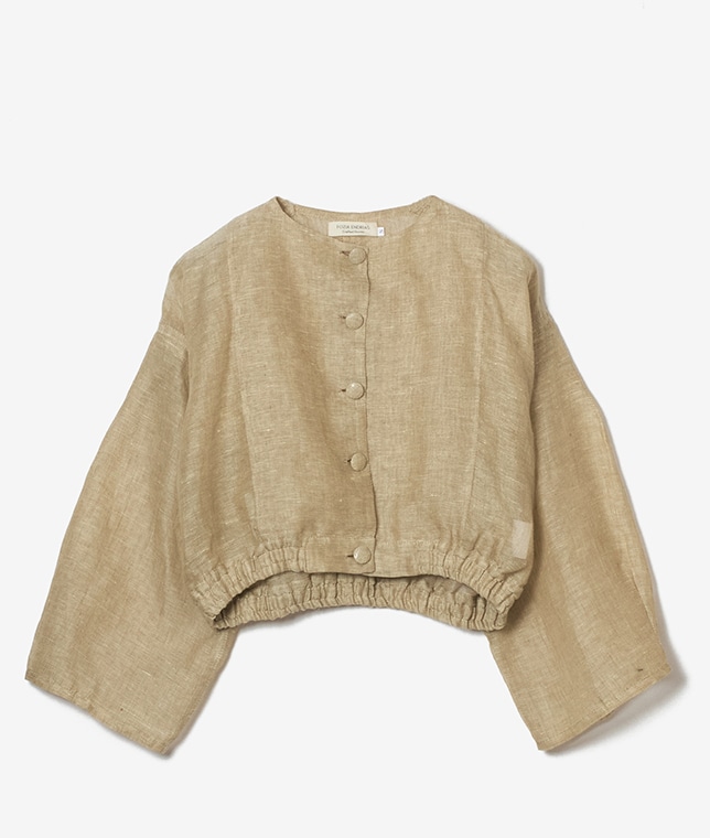 Fozia Endrias/リネンシアーノーカラージャケット