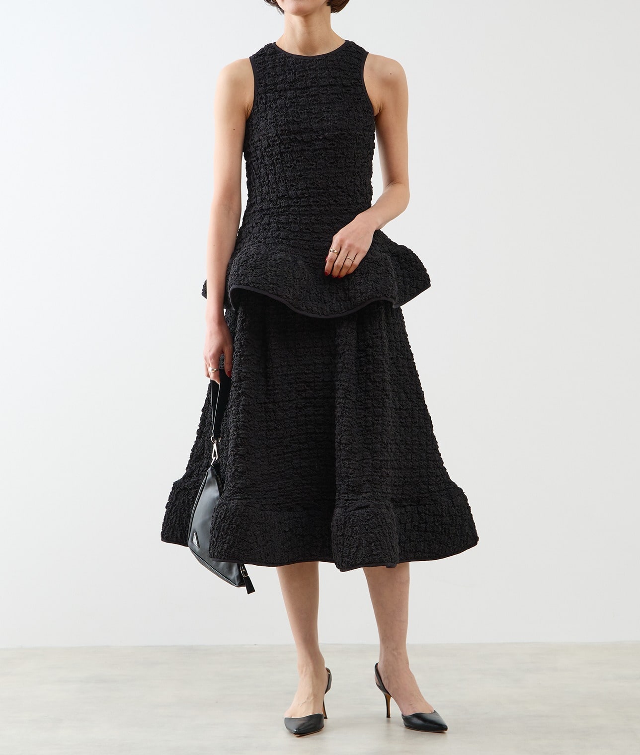 ATELIER EDITION/リンクルボリュームスカートドレス 詳細画像 BLACK 1