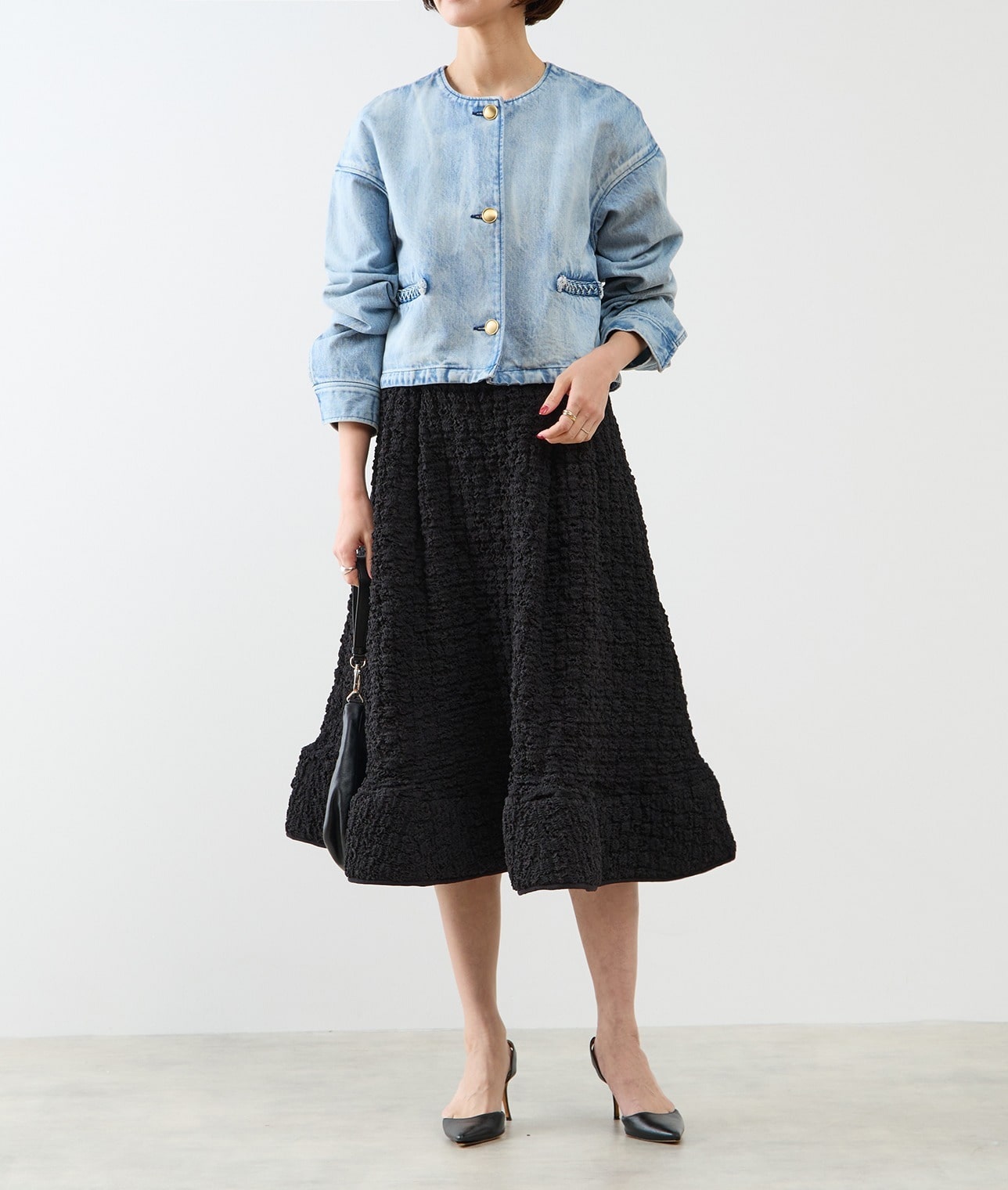 ATELIER EDITION/リンクルボリュームスカートドレス 詳細画像 BLACK 9