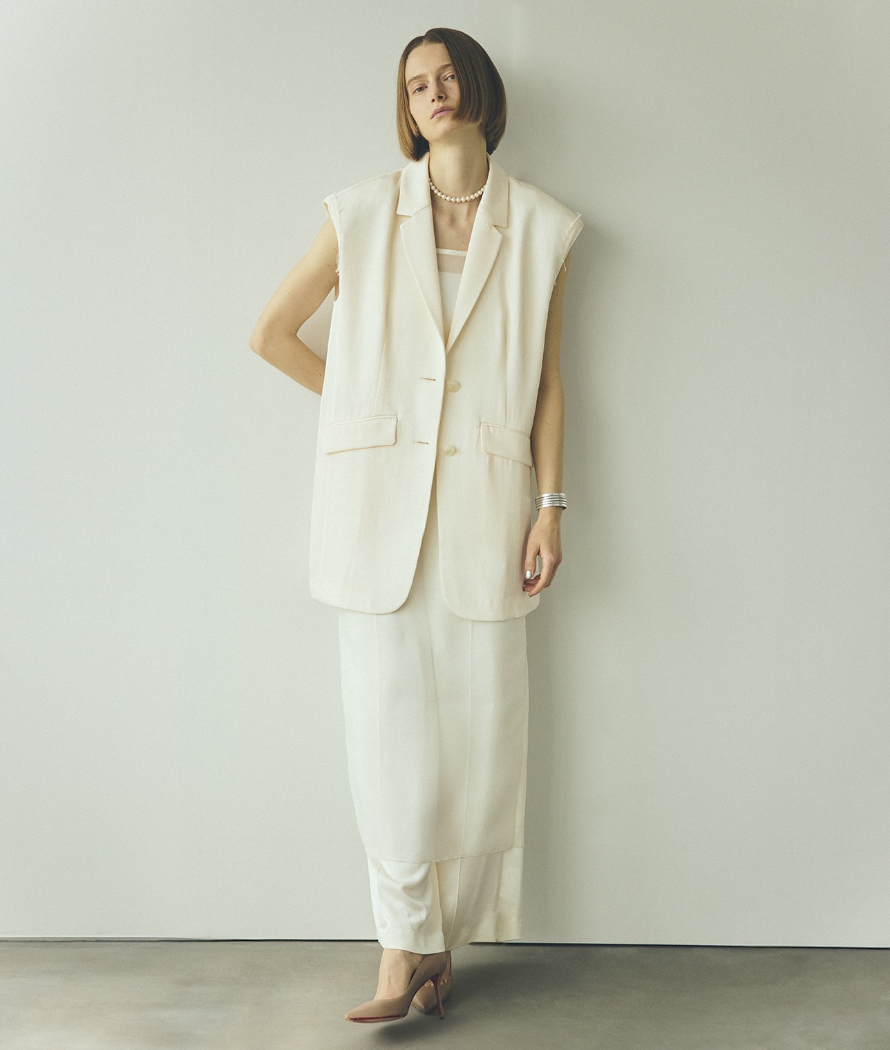 【別注】SCRUNCHIE IS BACK/エラスティックパールネックレス（37cm） 詳細画像 WHT 2