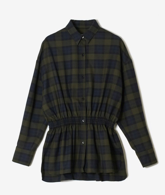 チェックシャーリングシャツ