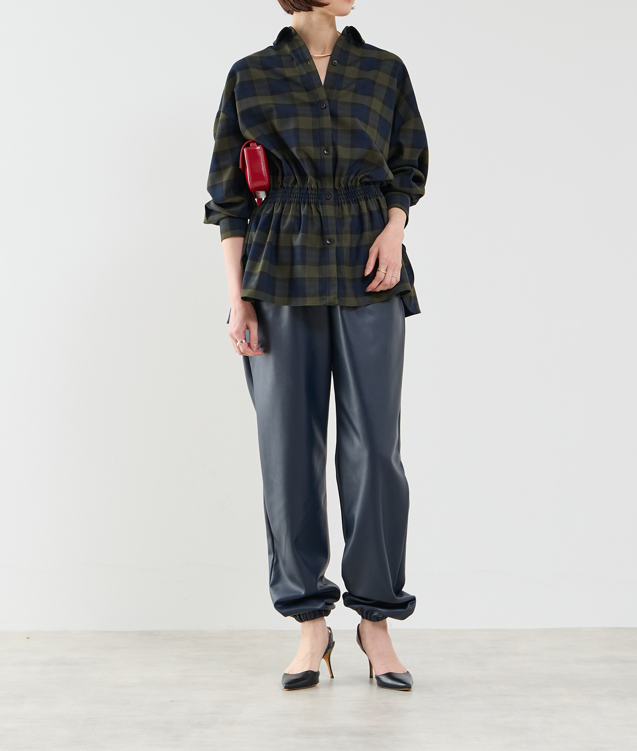 チェックシャーリングシャツ 詳細画像 グリーン 1