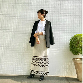 Race jakcet × Knit skirt Coordinate