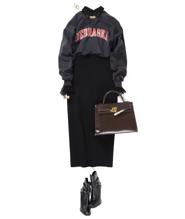 USEDスウェット×襟レースブラウス×GABRIELA COLL GARMENTS