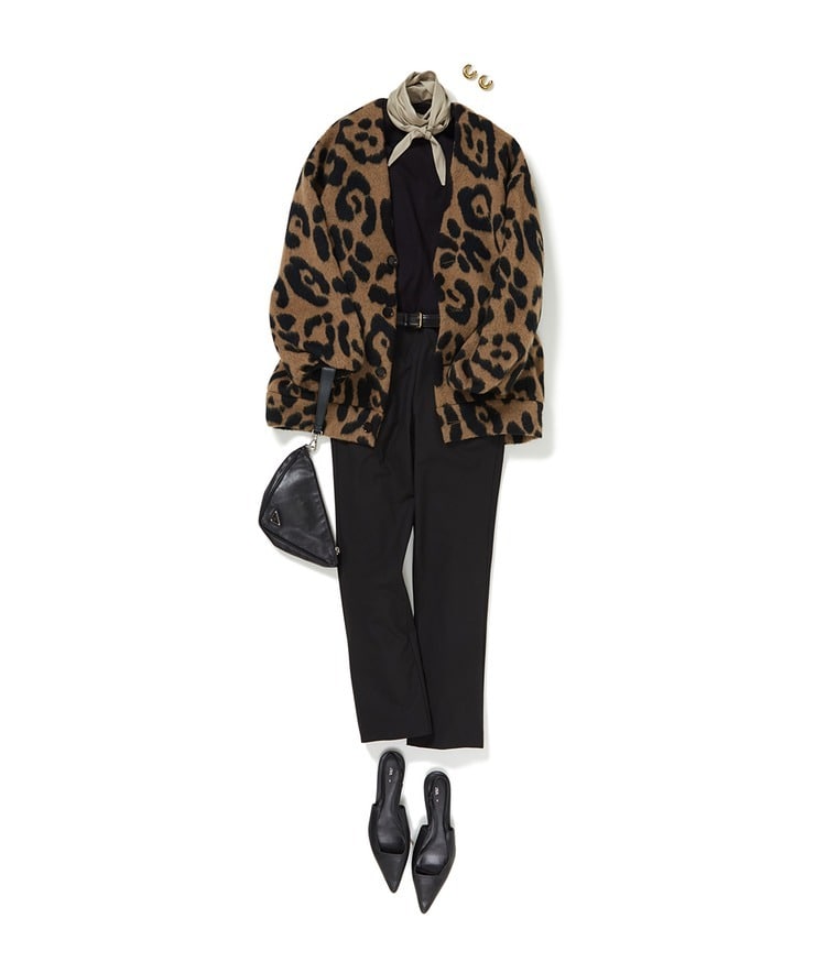 タイ付きリブトップ	×#20 PANTS/パンツ×レオパードショートコート