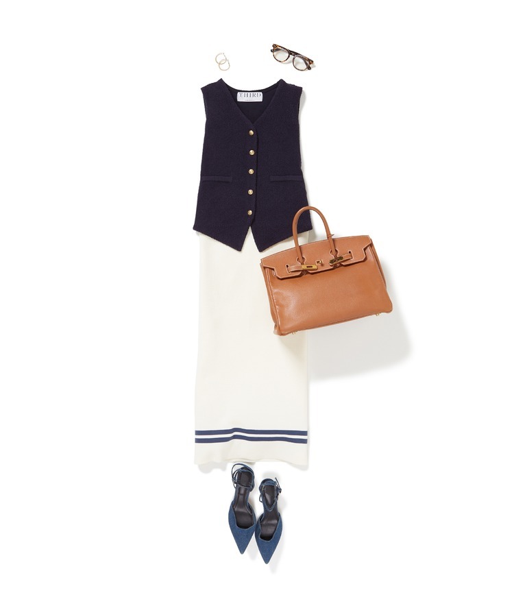 パイルジレ×THE TINY BIG SISTER/2ラインニットスカート