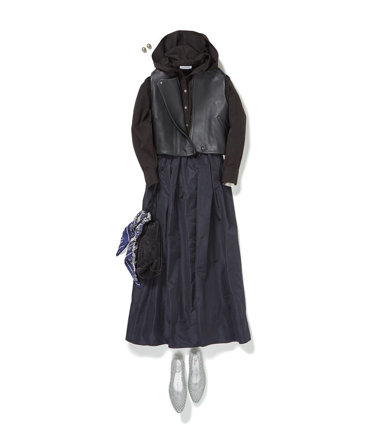 フーディシャツ×LEHA/ラムスキンジレ×タフタカート