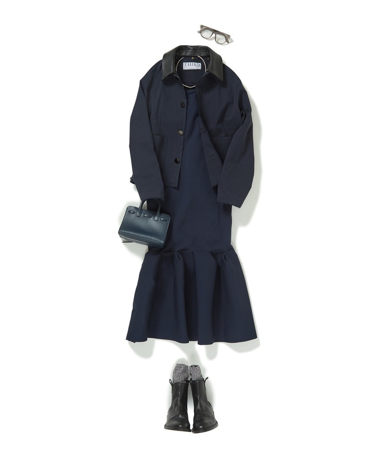 #17 DRESS/ドレス×レザーカラーカバーオール×ラメイージーソックス