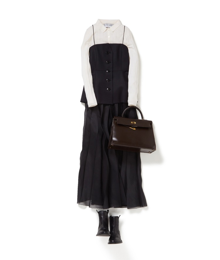 ポロニット×#4 BUSTIER/フォービスチェ×オーガンジープリーツスカート