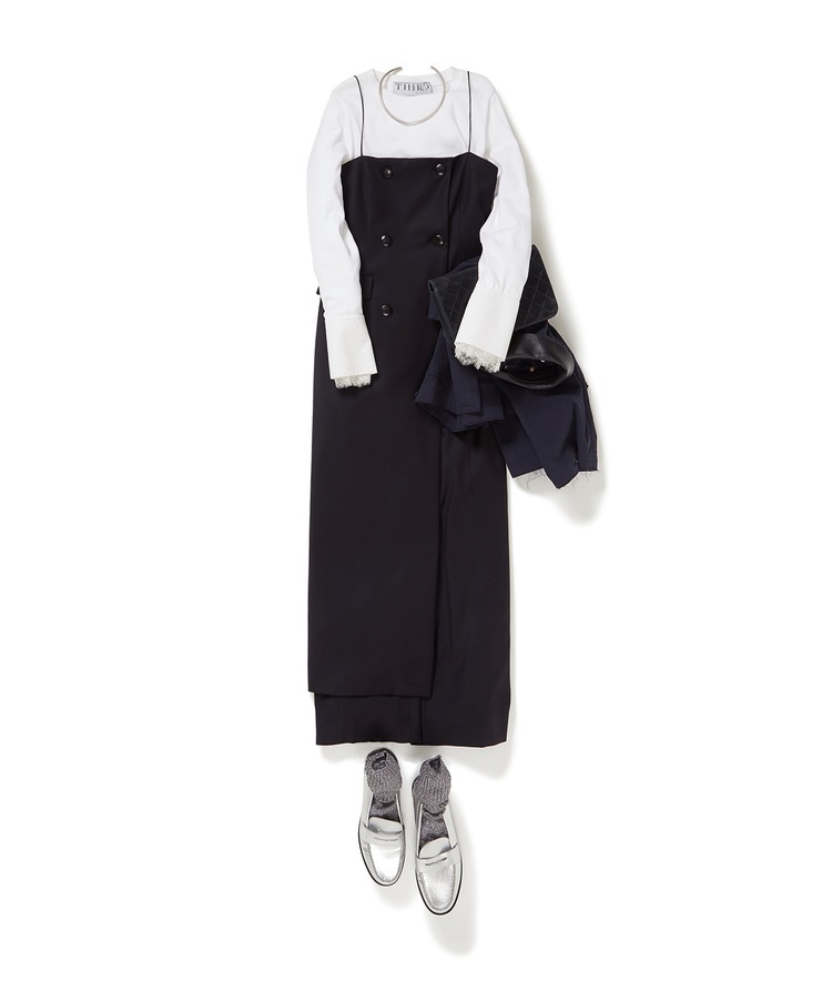 レース袖カットソー×#5 COMBINAISON/ファイブコンビネゾン×ラメイージーソックス