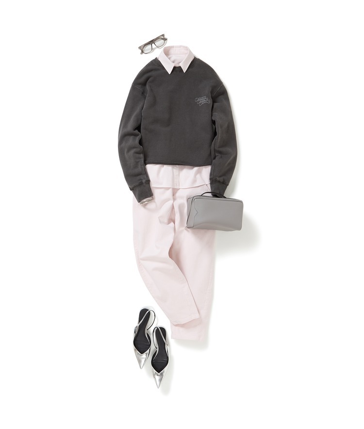 スリーロゴスウェット×後染め２WAYシャツ×後染めカーヴィパンツ