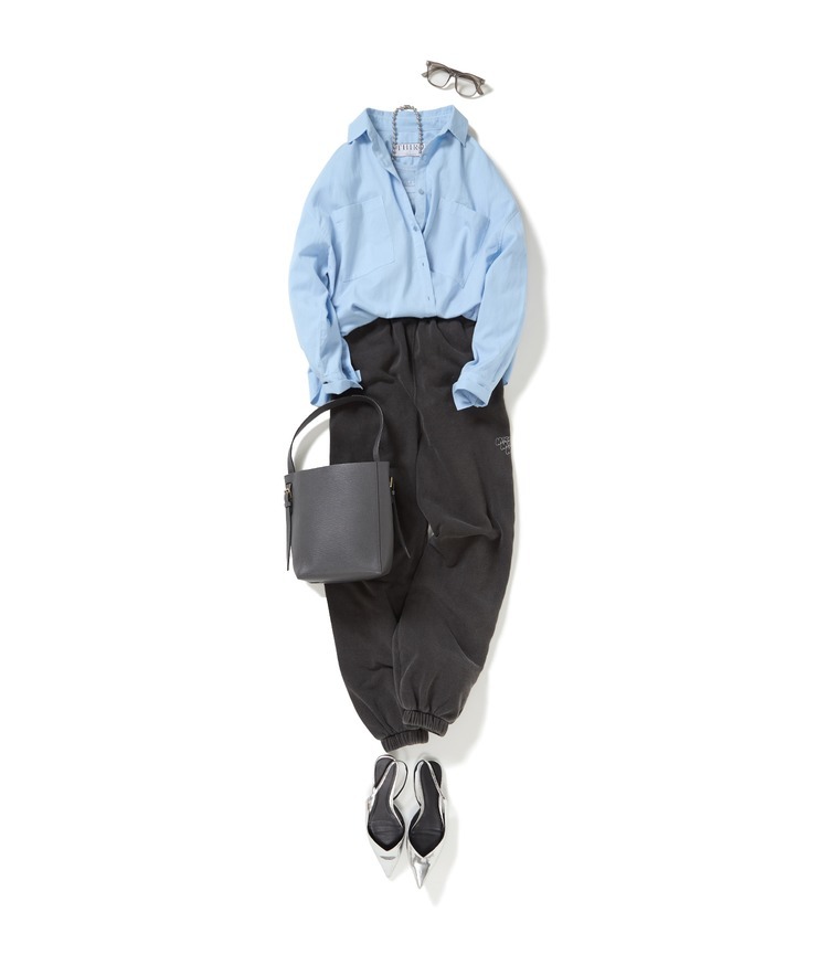 【別注】FAITH MILLS/ロゴ刺繍サーマルタンクトップ×後染め２WAYシャツ×スリーロゴスウェットパンツ