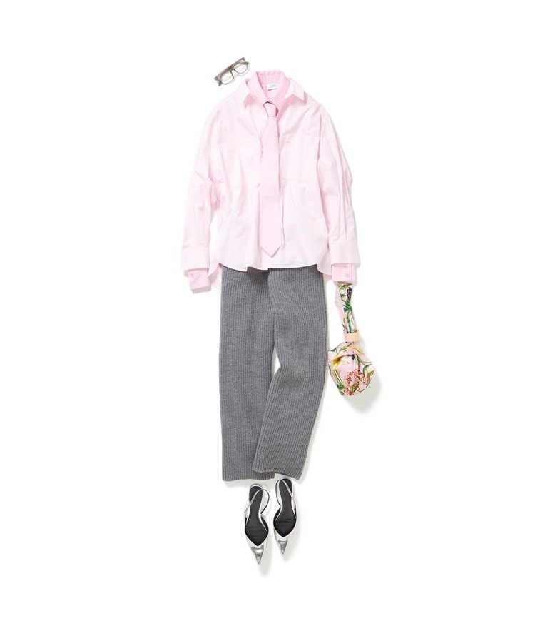 オーバーサイズシャツ×Ma Mulier/ボウタイシャツ×St.Piece/シルクスカーフバッグ